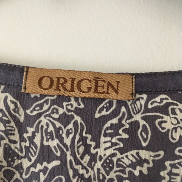 Beautiful ORIGEN Pure Silk Blue-Grey + White Print Kimono Style Mini Dress O/S - Picture 4 of 4